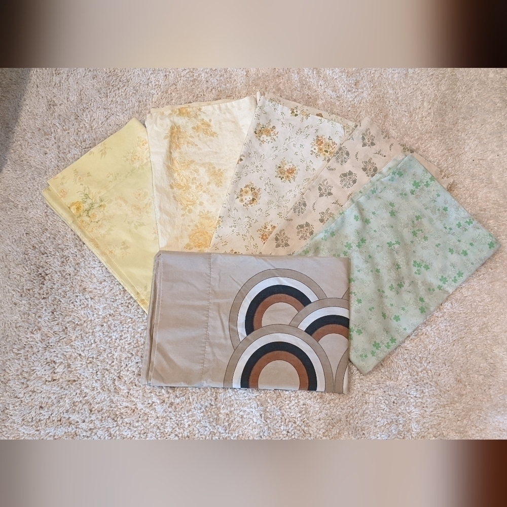 6 Vintage Pillowcases Standard Size